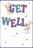 Radiating warmth from its cream-white canvas, this get well card's cheerful design is brought to life by two playful friends: an adorable teddy bear with soft, expressive eyes and a bright, floppy-eared puppy, each joyfully balancing the vivid, oversized letters of 'Get Well.' The deep indigos and calming teals of the text stand out boldly, while their friendly shapes leap forward much like a bouquet from a local Barnsbury florist bringing delight to a sickbed near Liverpool Road. Scattered across the page, sparkling stars in tones of violet and blue add a whimsical, hopeful accent, twinkling with the promise of brighter days. The textures within the illustration convey such tangible softness and gentle kindness that one can almost feel the soothing embrace of their plush, furred forms. It's a visual embrace that mirrors the comfort found in the neighbourhood's most thoughtful floral deliveries. Perfect for sending a message of heartfelt encouragement, this card transforms a simple wish into an emotional salve-a blend of positivity, innocence, and sincere well-wishing that brightens recovery for loved ones across Barnsbury.